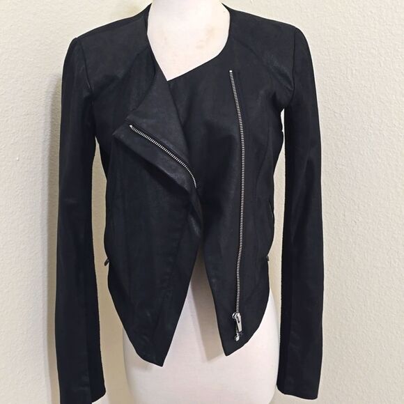 VEDA Dali Leather Jacket crop crossover panel S